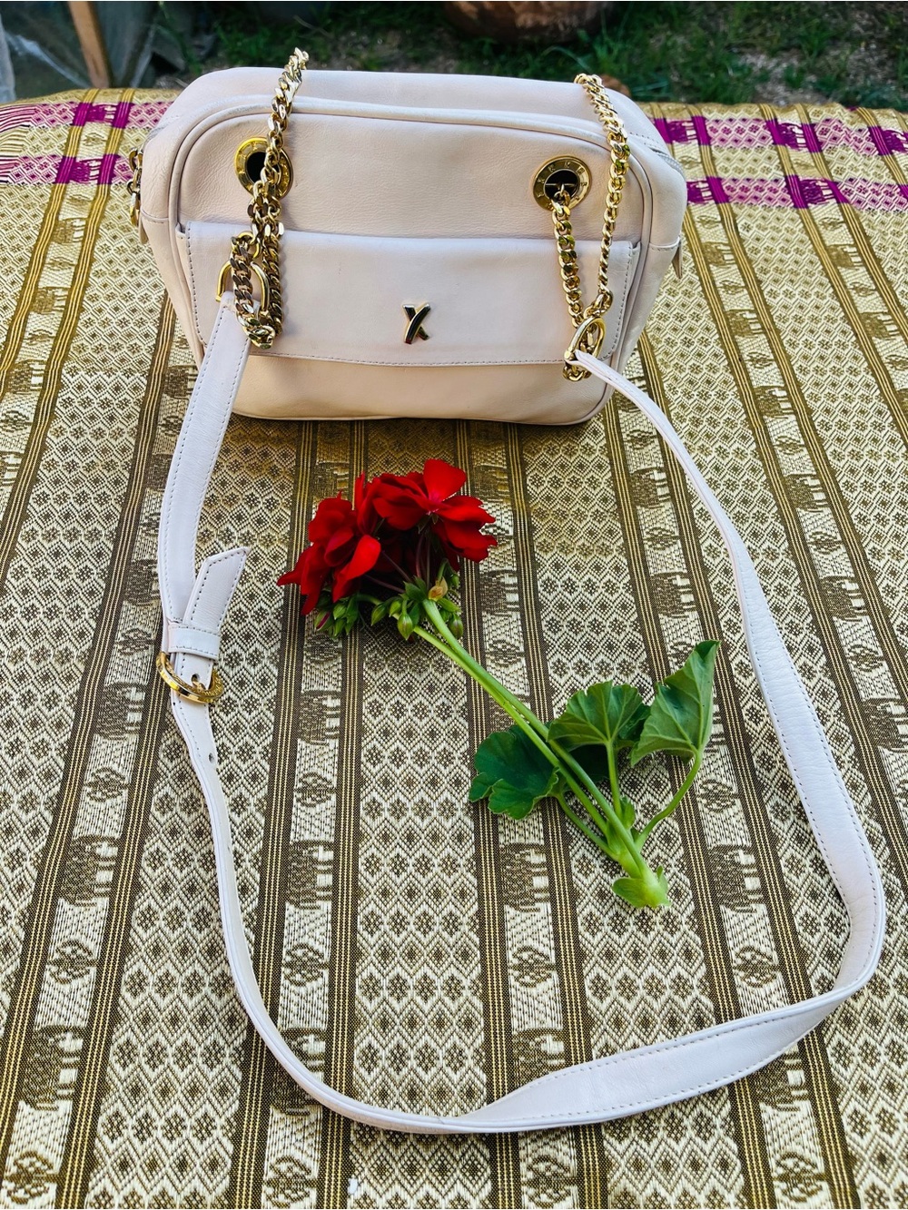 Cream Shoulder Paloma Picasso Bag with Gold Chain Accent